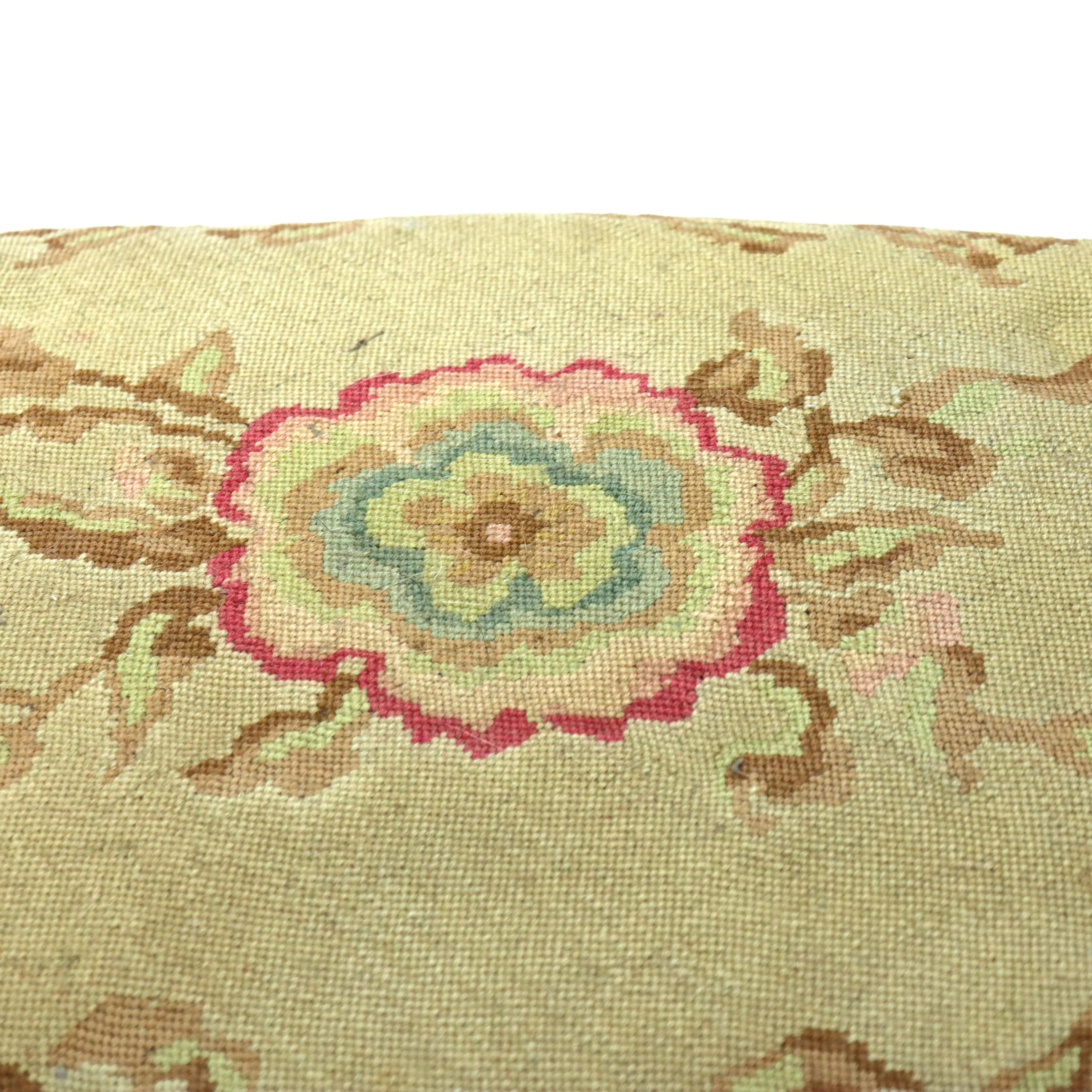 Antique Victorian Rococo Style Carved Walnut Tapestry Footstool C1890.     
Measures - 11
