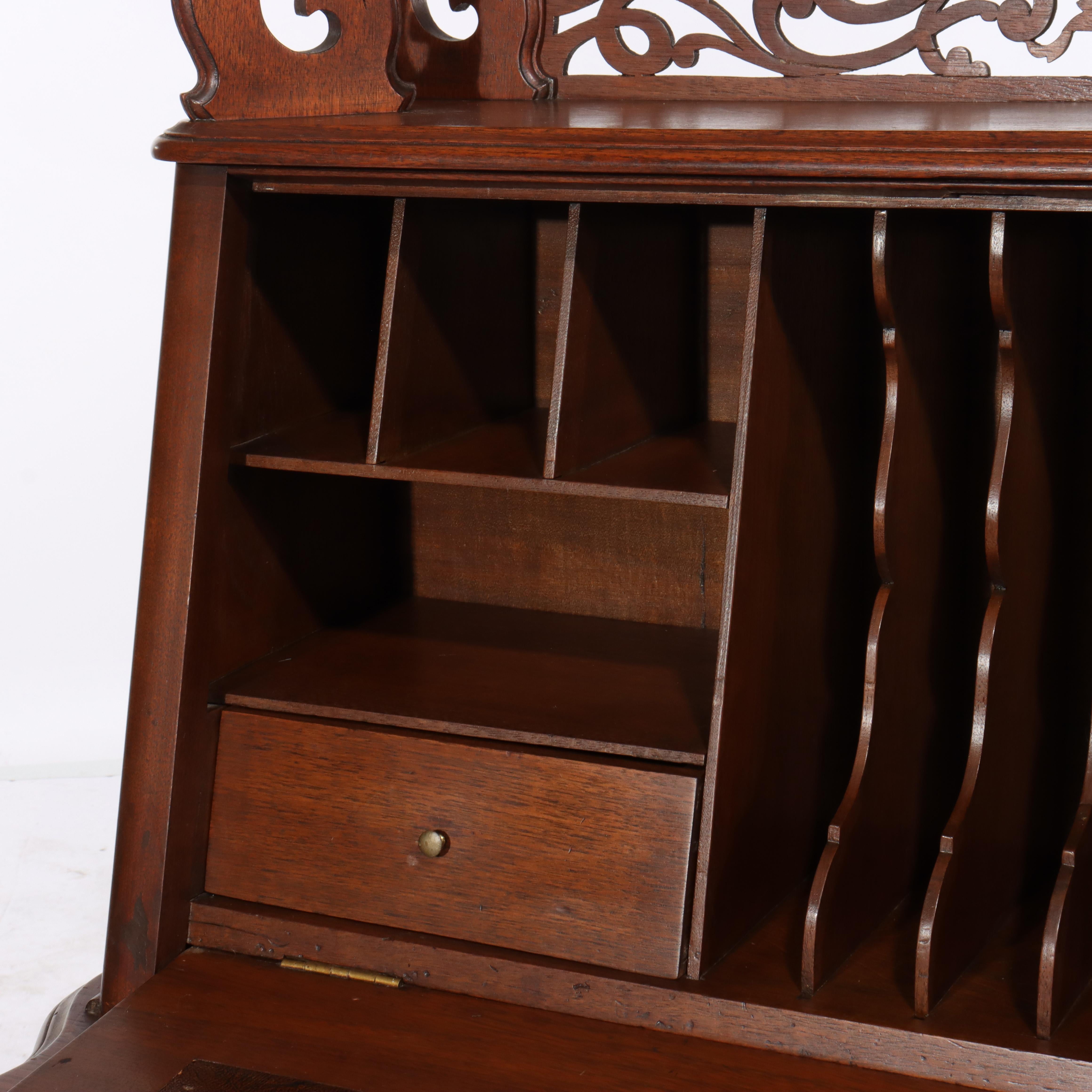 Antiguo Escritorio Victoriano Rococó de Dama de Nogal C1880 en venta 5