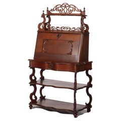 Antique Victorian Rococo Walnut Drop Front Lady’s Desk C1880