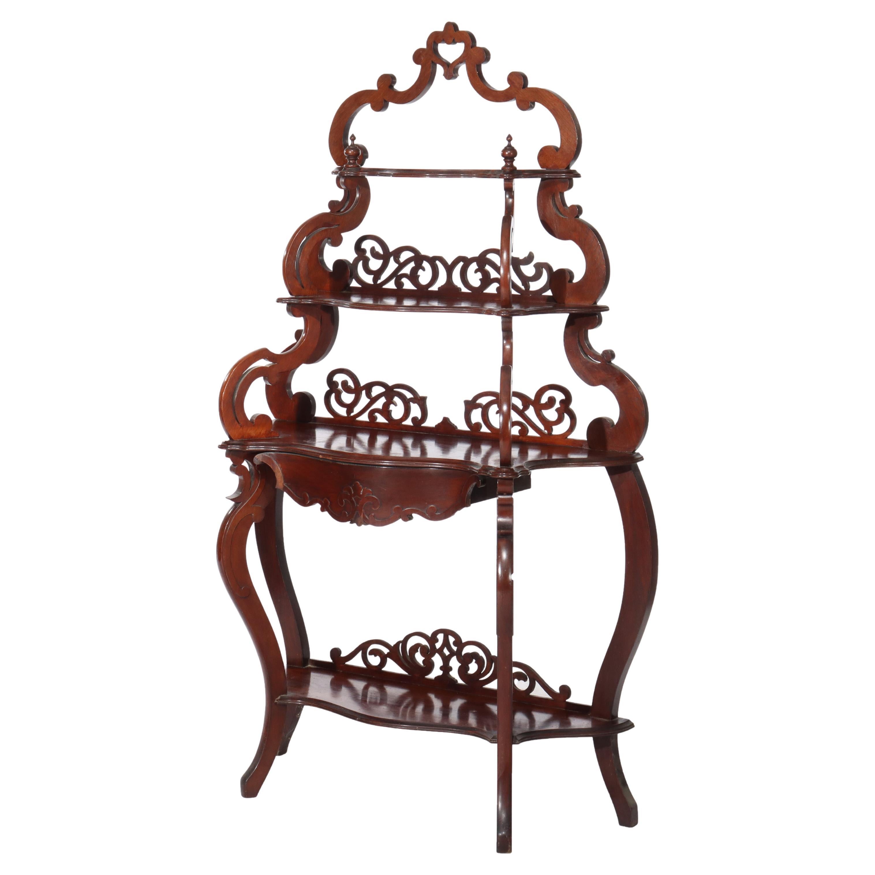 Antique Victorian Rococo Walnut Etagere C1880