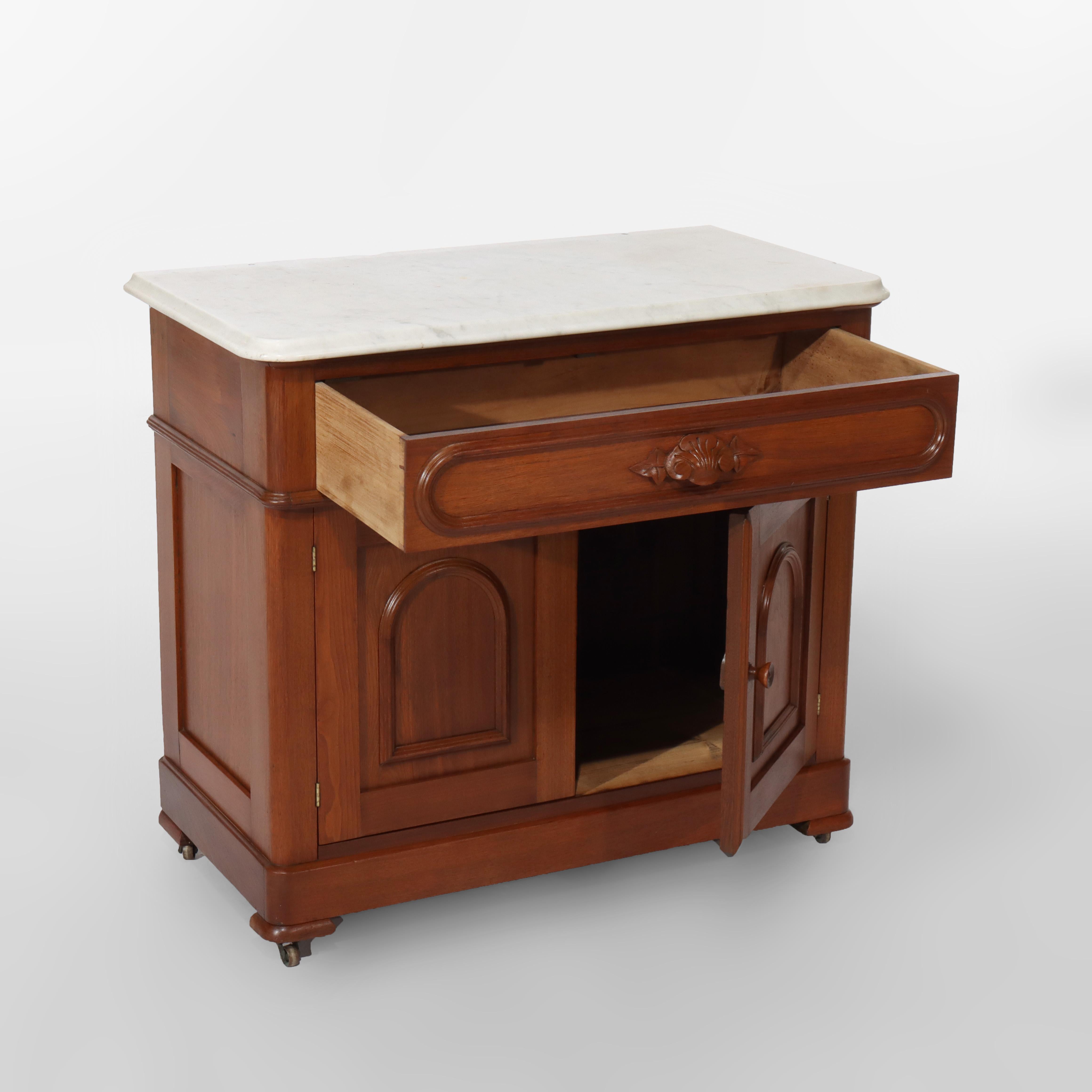 Antique Victorian Rococo Walnut Marble Top Washstand C1880 For Sale 7