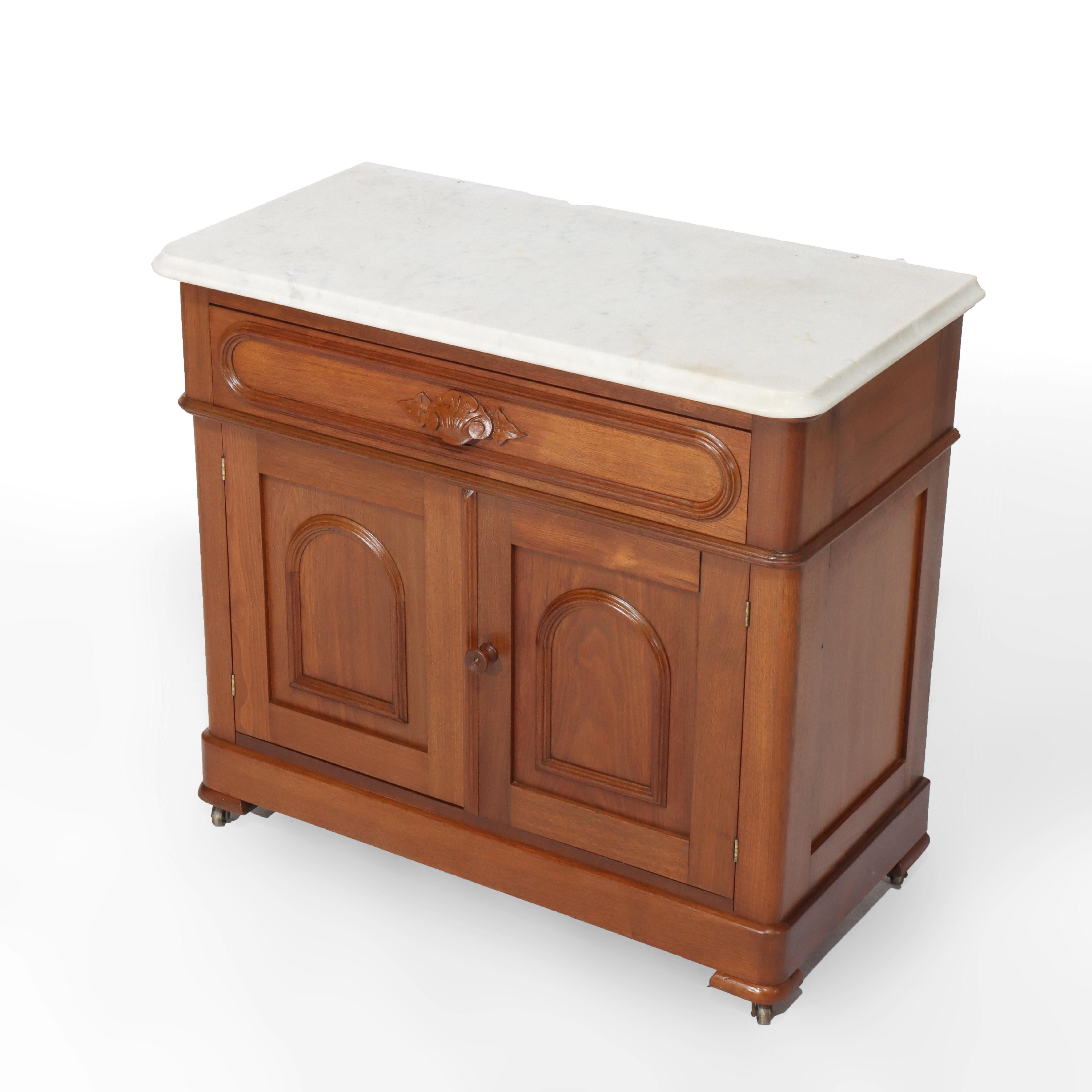Antique Victorian Rococo Walnut Marble Top Washstand C1880
Measures - 30.75