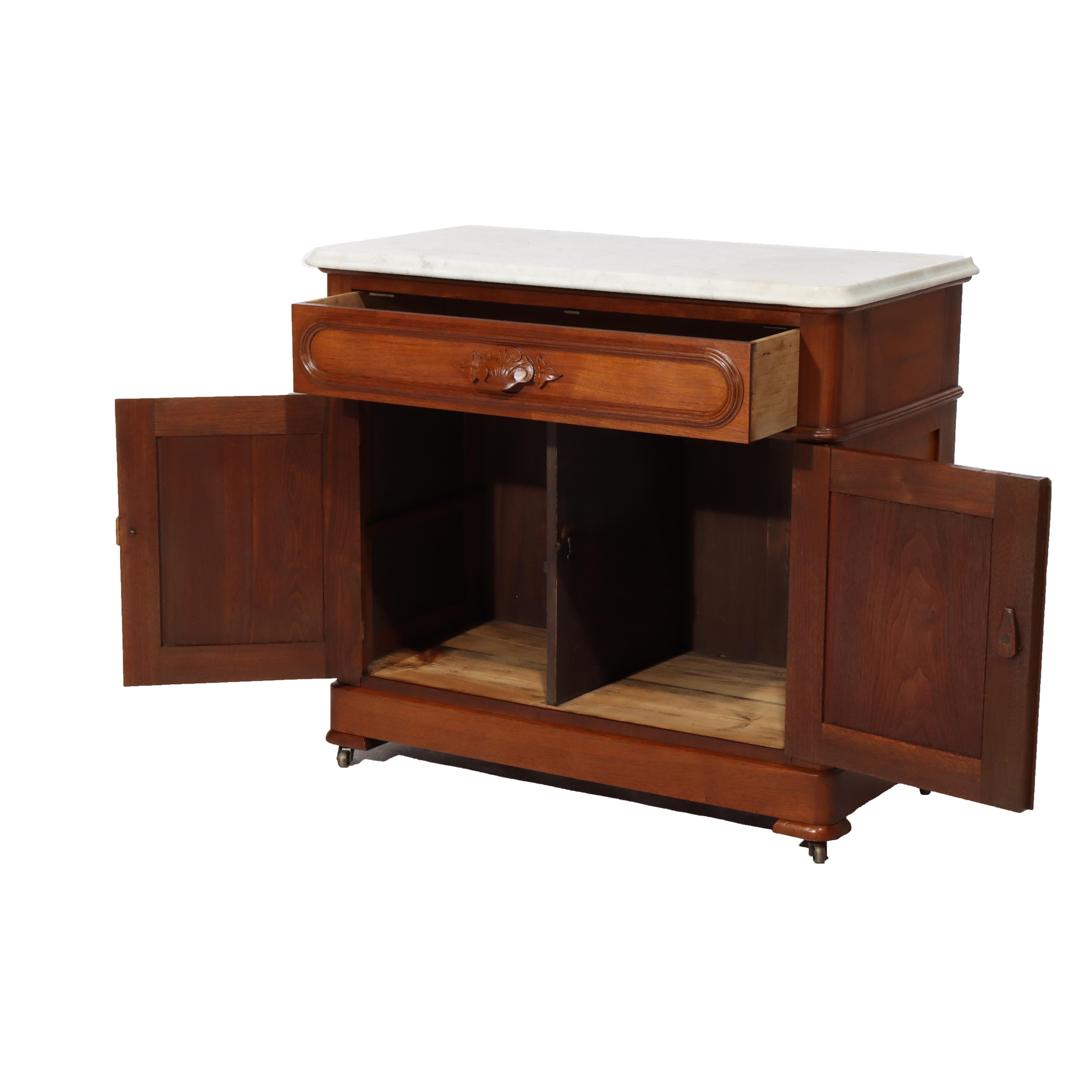 19th Century Antique Victorian Rococo Walnut Marble Top Washstand C1880 For Sale