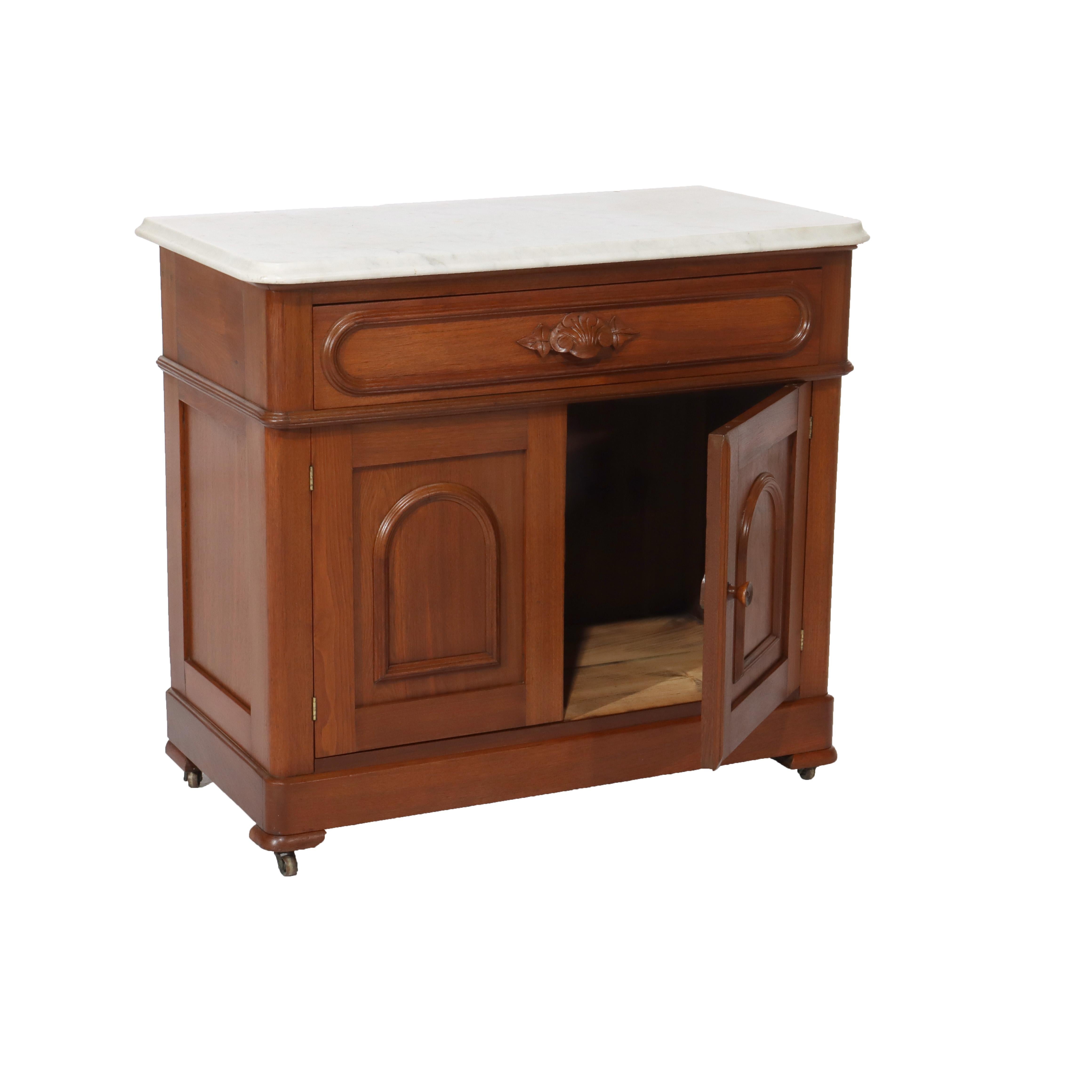 Antique Victorian Rococo Walnut Marble Top Washstand C1880 For Sale 4