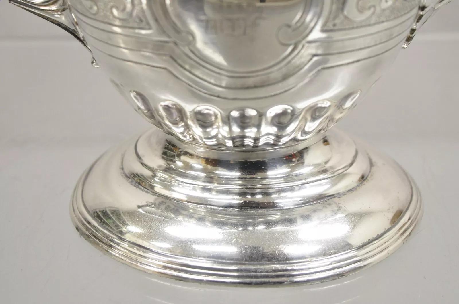 Bouilloire à thé antique victorienne Rogers Smith en métal argenté avec monogramme en vente 4