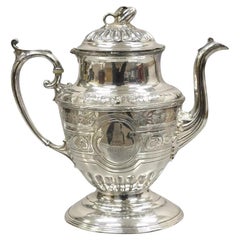 Antique Victorian Rogers Smith Silver Plated Tea Kettle Teapot with Monogram