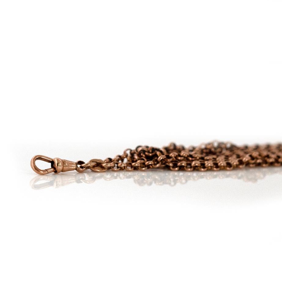 Donna Antica collana vittoriana con catena di protezione lunga e arrotolata in oro in vendita
