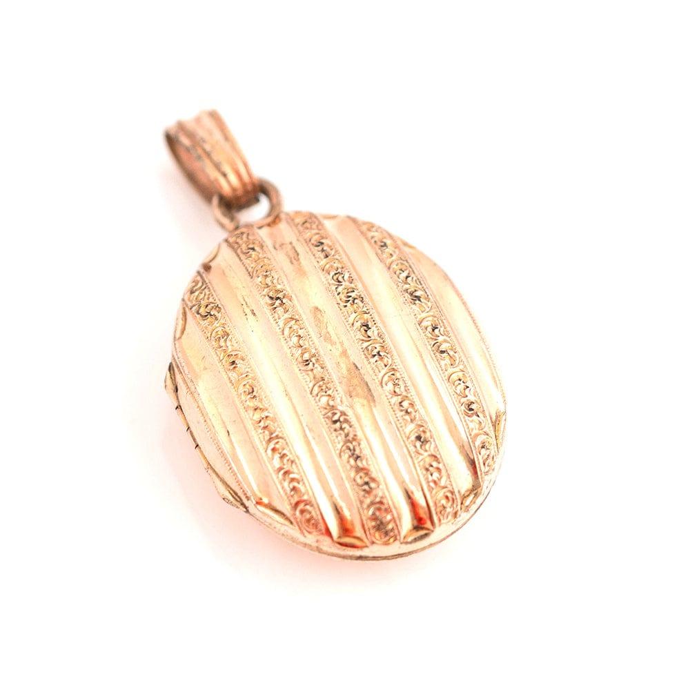 Antique Victorian Rolled Gold Oval Locket Necklace For Sale 3