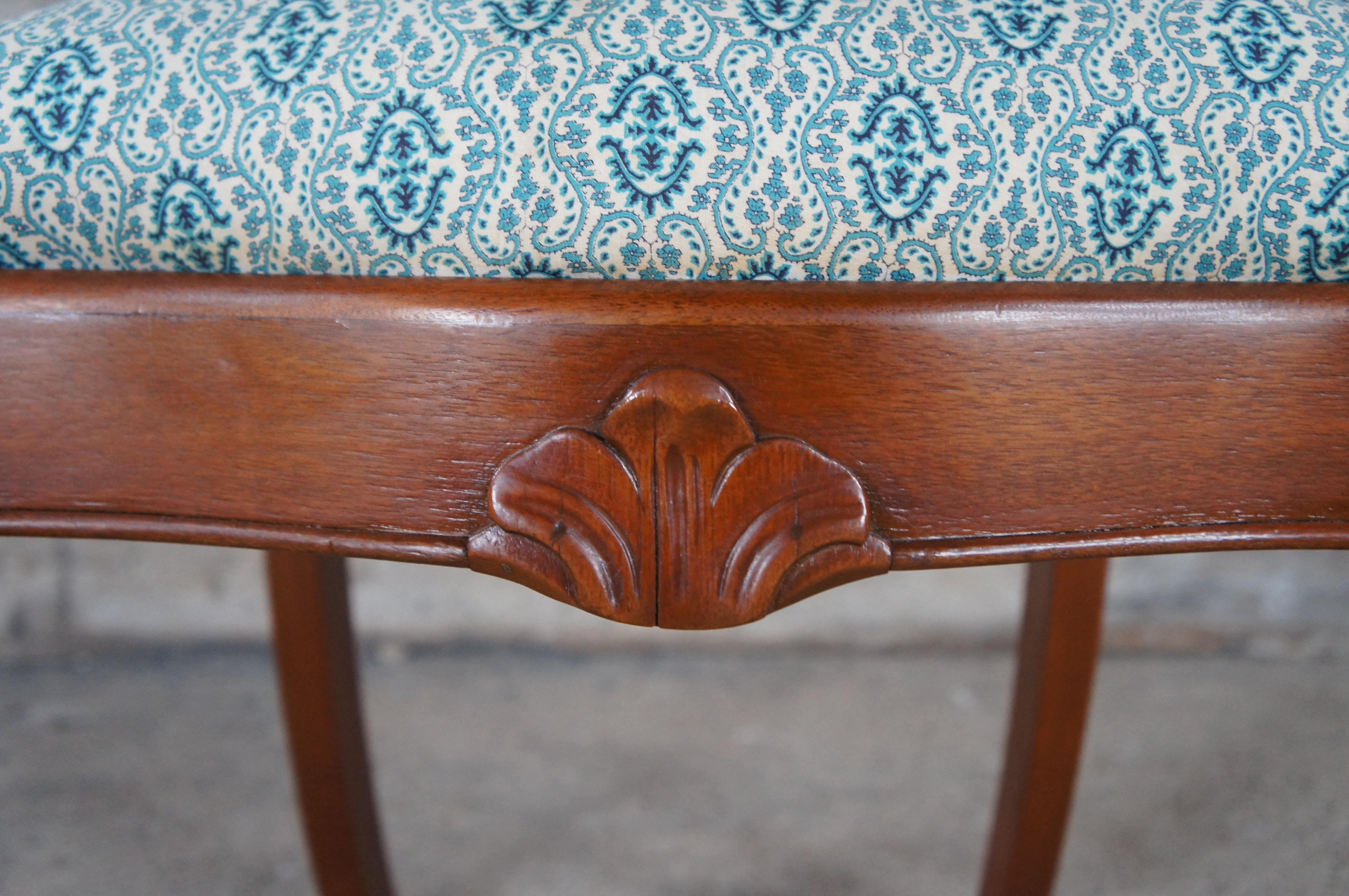 Antique Victorian Rose Carved Walnut Balloon Back Parlor Vanity Desk Chair For Sale 2