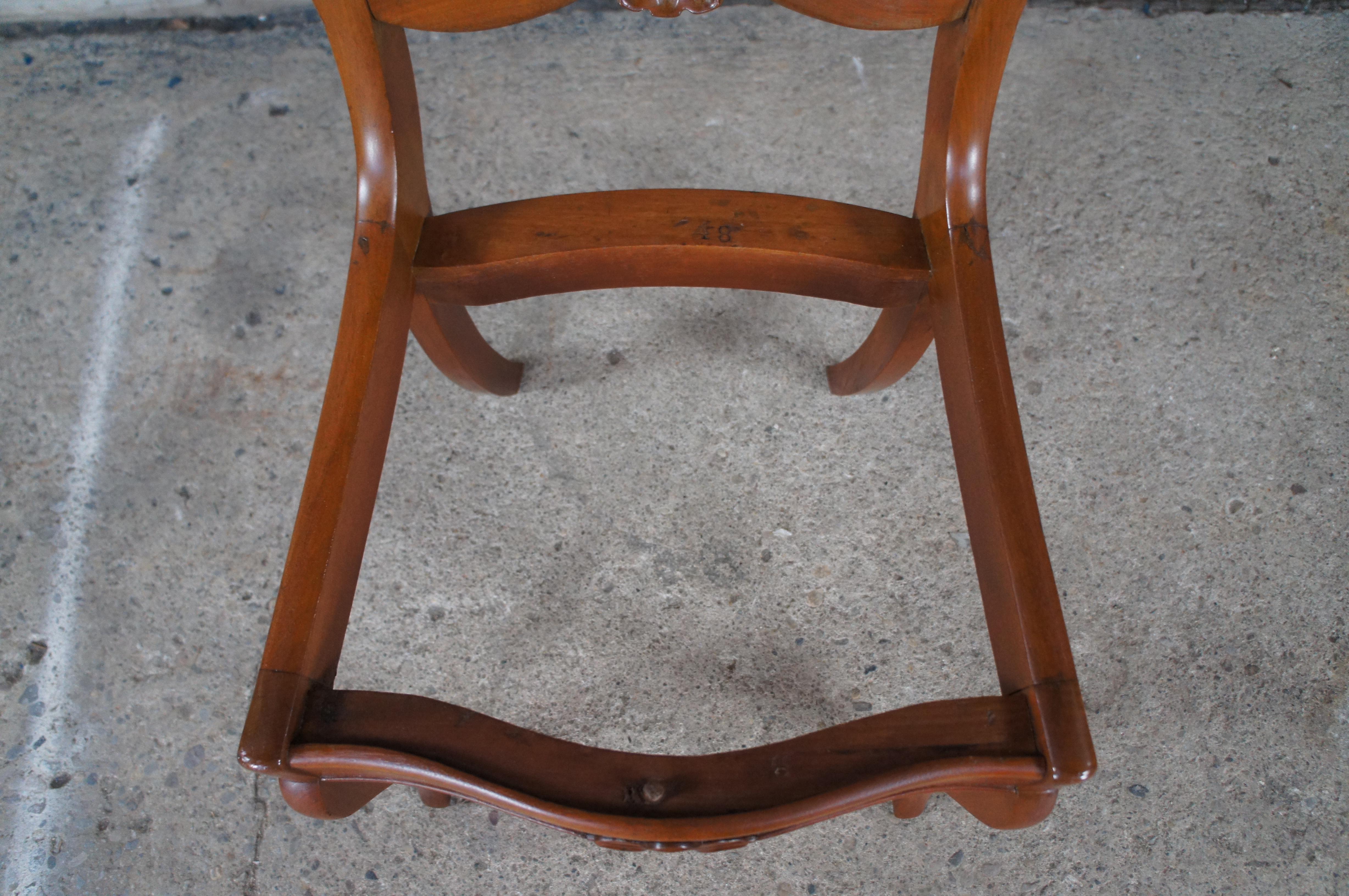Antique Victorian Rose Carved Walnut Balloon Back Parlor Vanity Desk Chair For Sale 3
