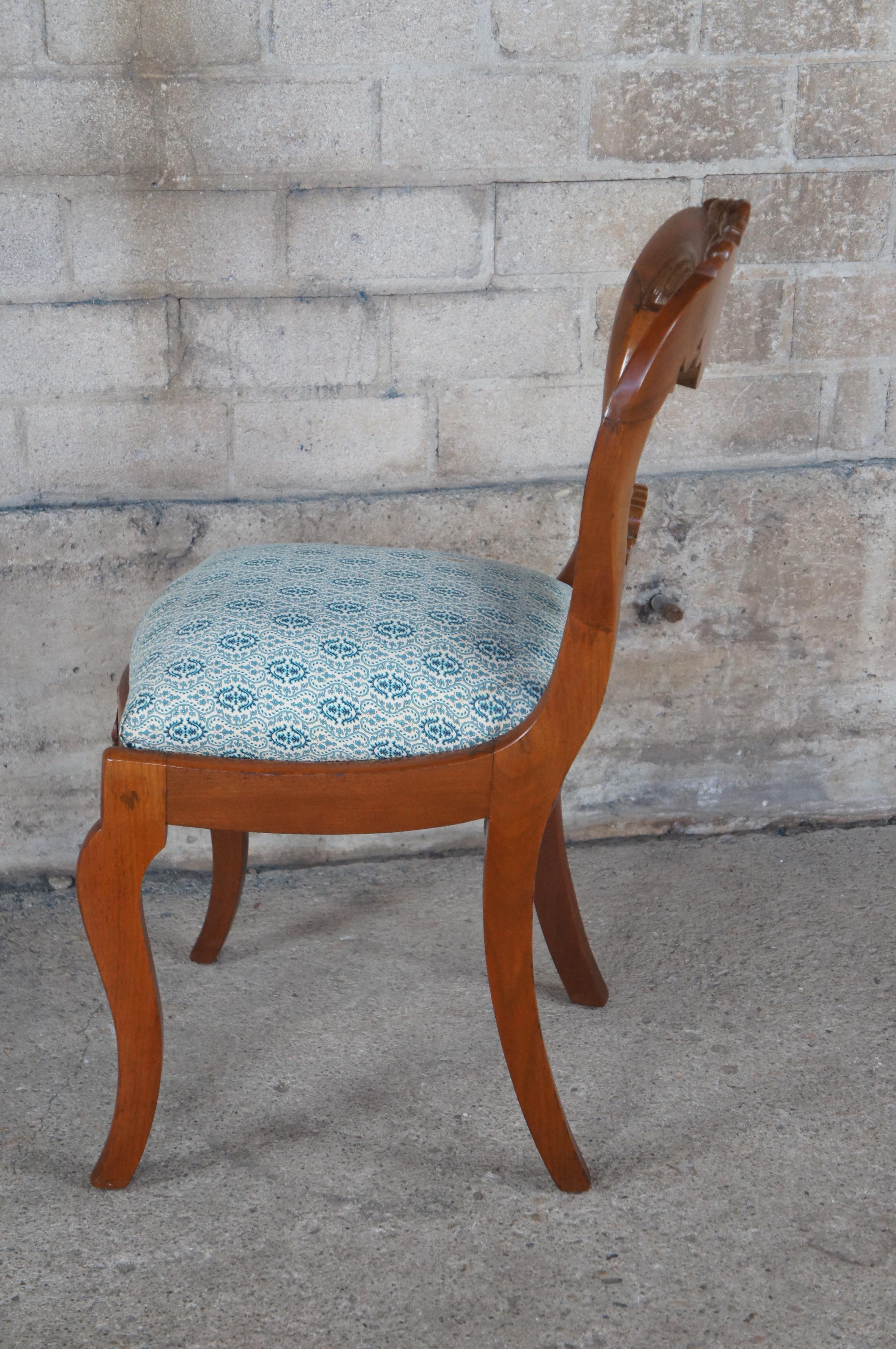 Antique Victorian Rose Carved Walnut Balloon Back Parlor Vanity Desk Chair For Sale 4