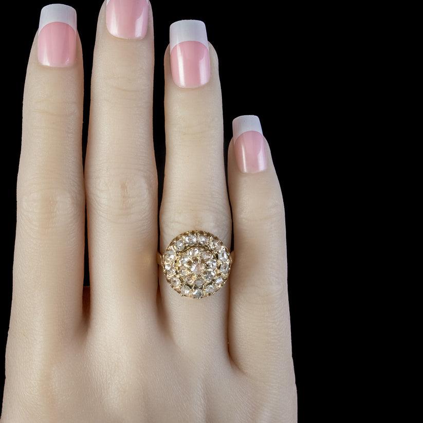  Bague grappe victorienne ancienne en diamants taille rose de 2,50 carats Pour femmes 