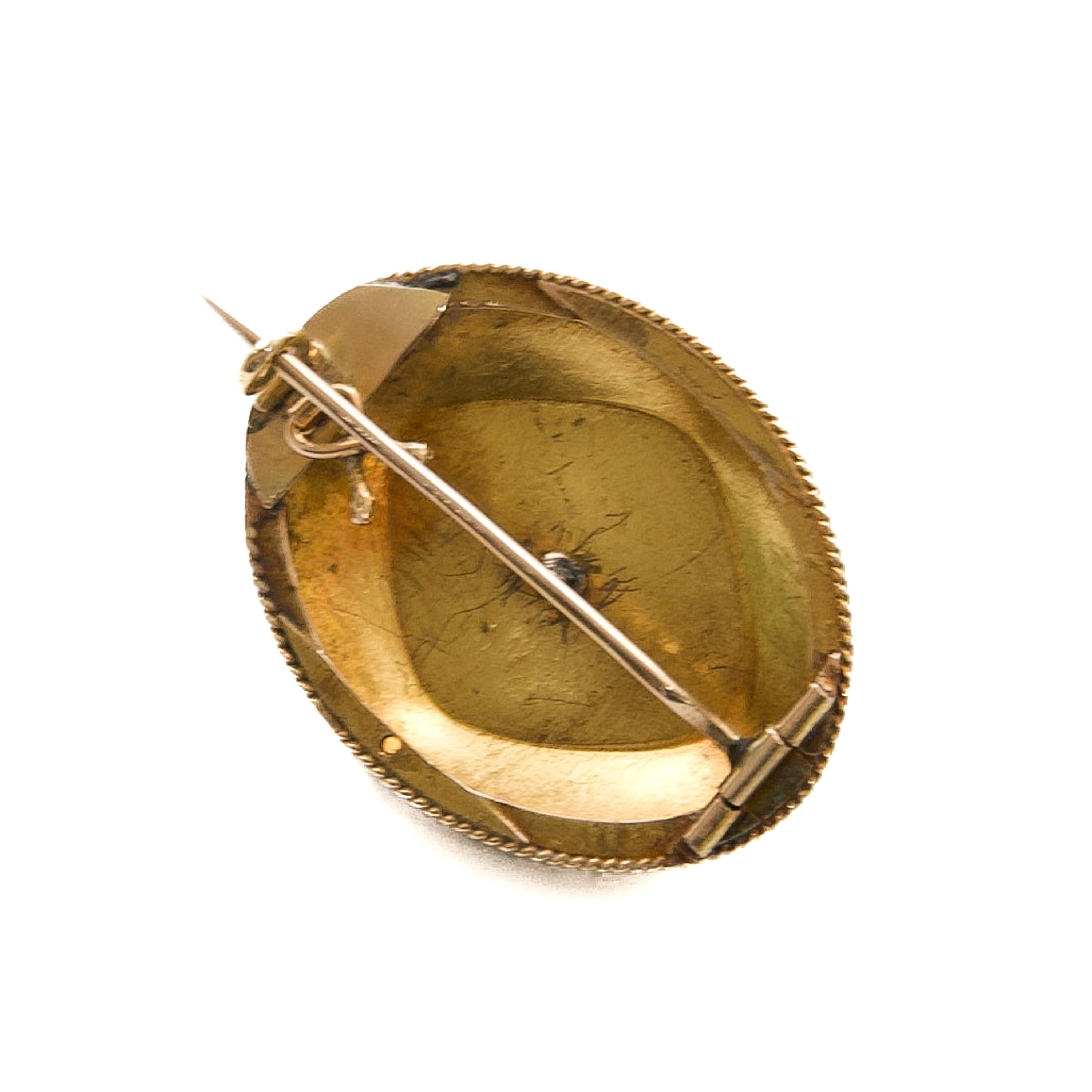 Antike viktorianische Brosche aus 14 Karat Gold mit Diamanten im Rosenschliff im Angebot 3
