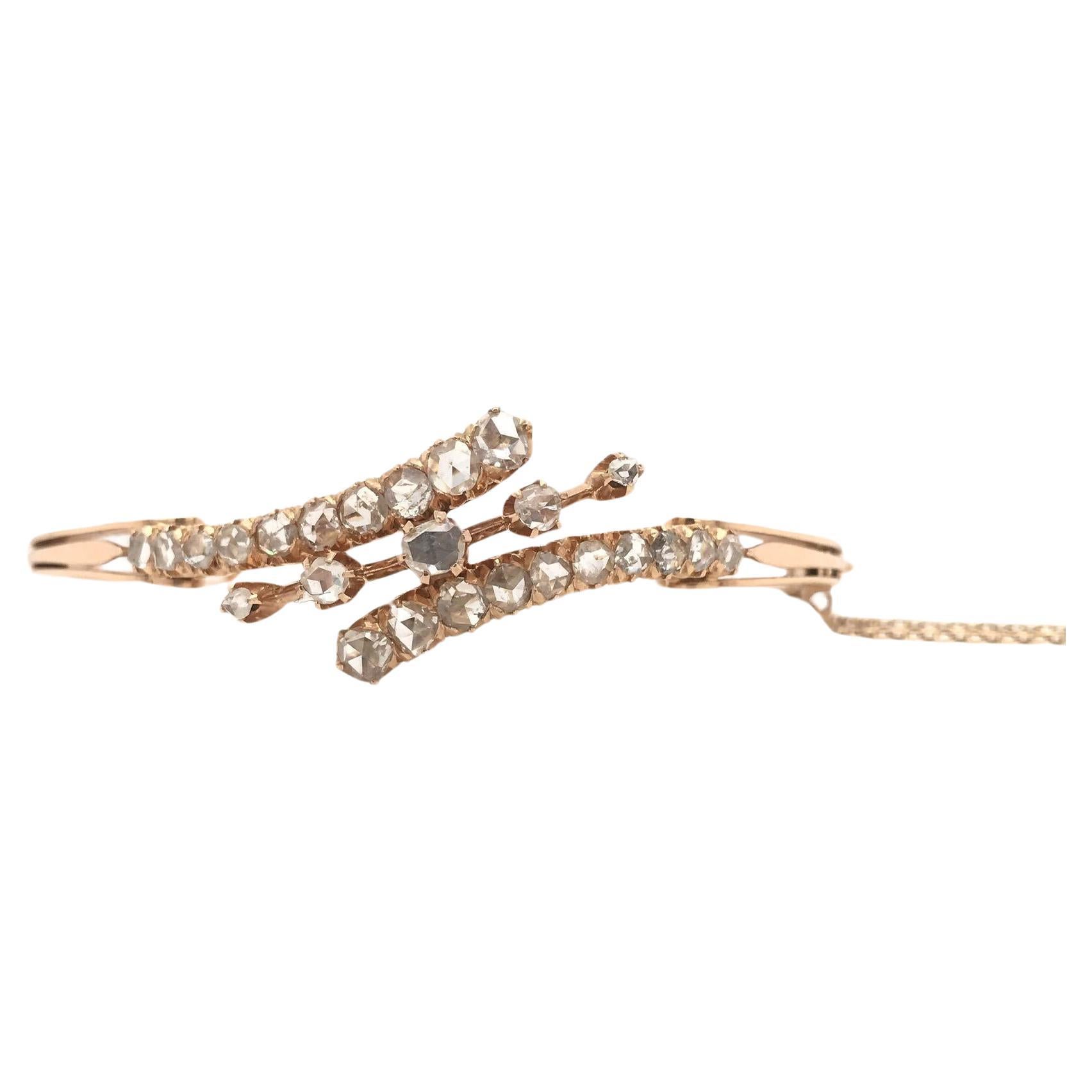 Bracelet jonc victorien ancien avec diamants taille rose