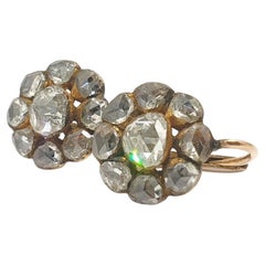 Vintage Victorian Rose Cut Diamond Gold Earrings