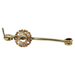 Antique Victorian Rose Cut Diamond Flower Brooch 18K Yellow Gold