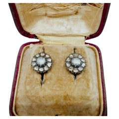 Antique Victorian Rose Cut Diamond Gold Earrings