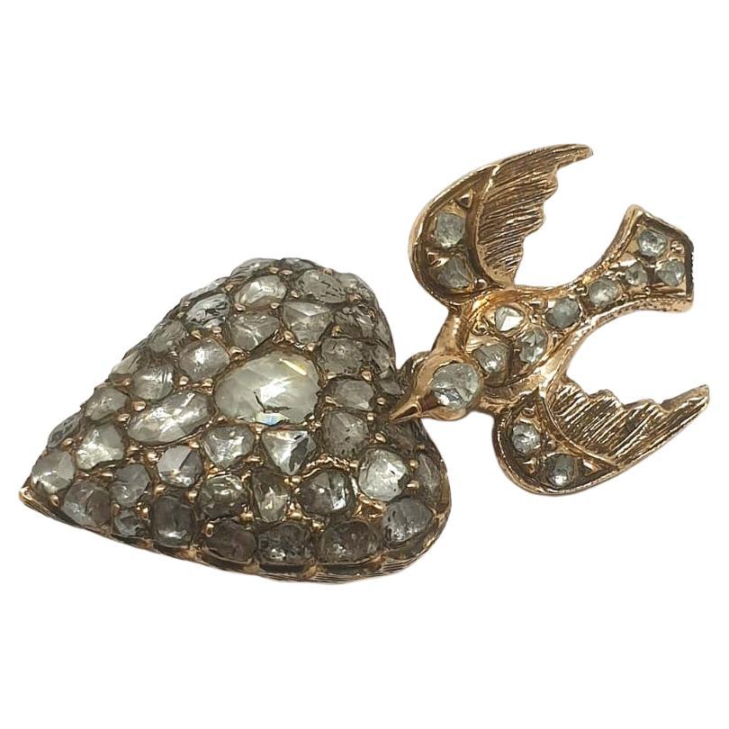 Antiguo Colgante Victoriano de Corazón de Diamante de Corte Rosa en Bueno estado para la venta en Cairo, EG