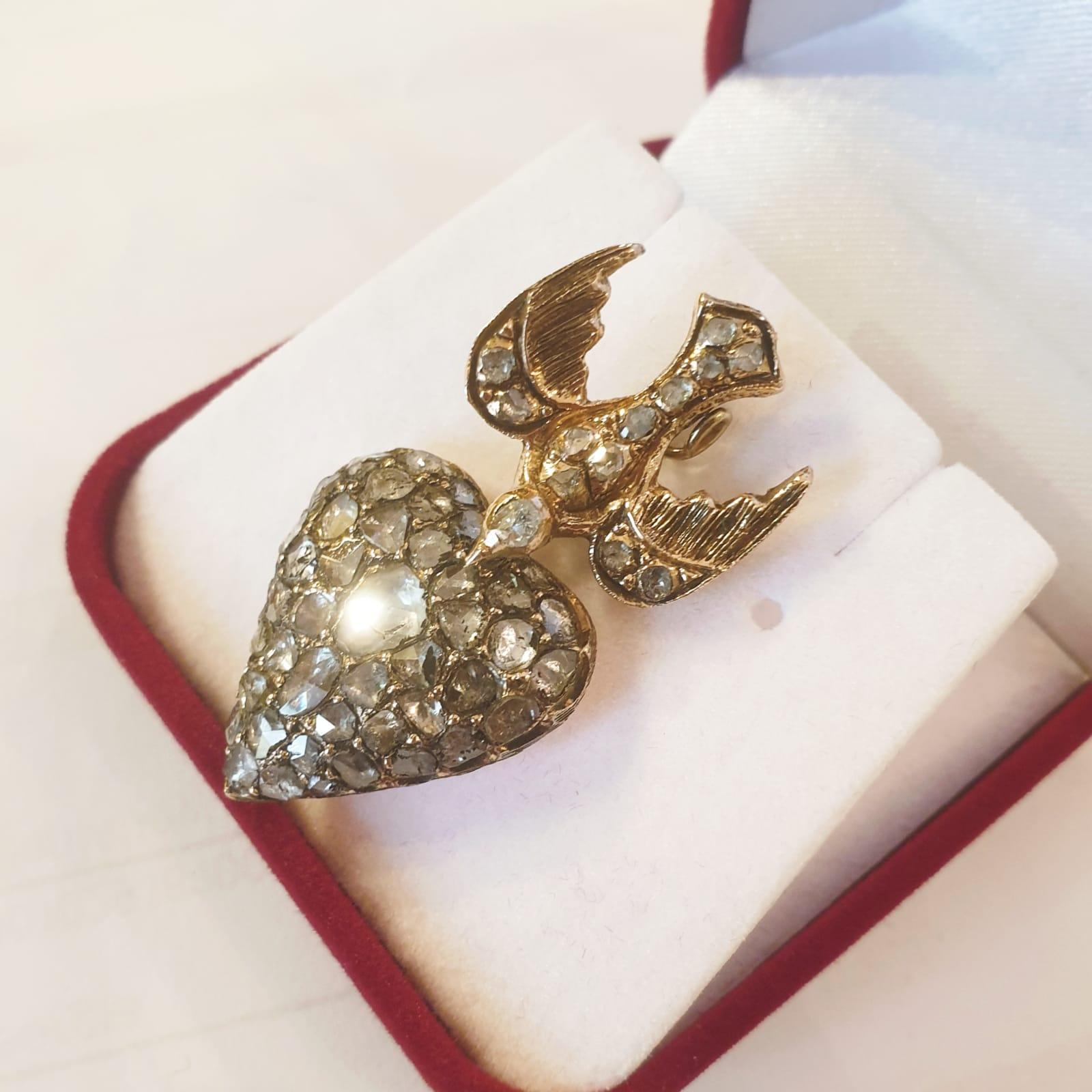 Antiker viktorianischer Herzanhänger mit Diamanten im Rosenschliff