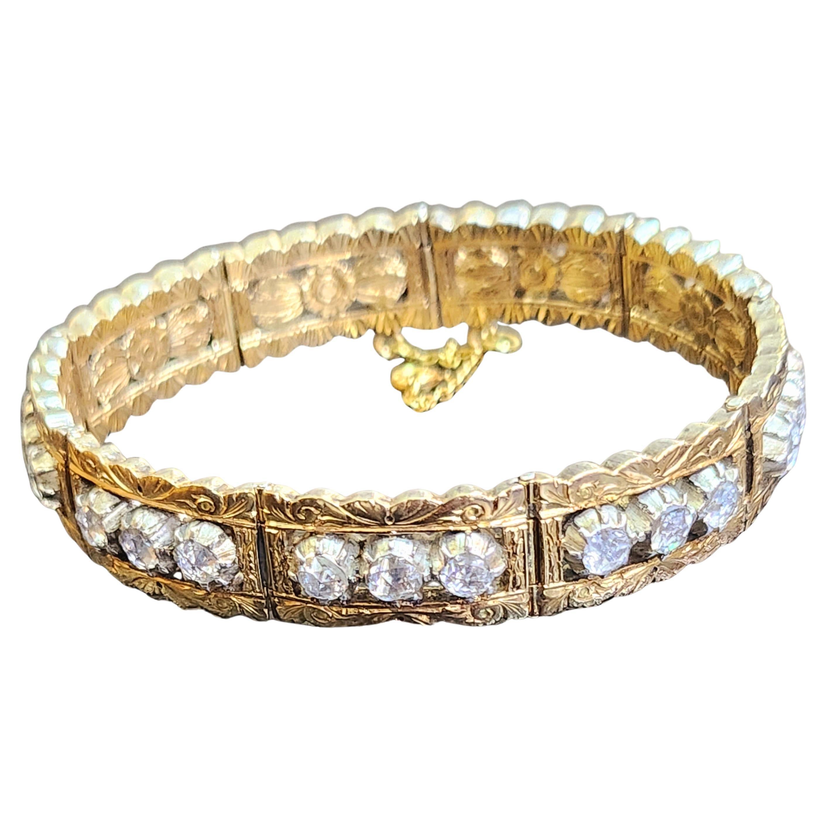 Antique Victorian Rose Cut Diamond Link Bracelet For Sale 3