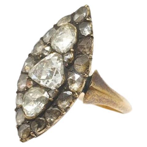 Antique 1880s Victorian Rose Cut Diamond Gold Ring In Good Condition For Sale In Cairo, EG
