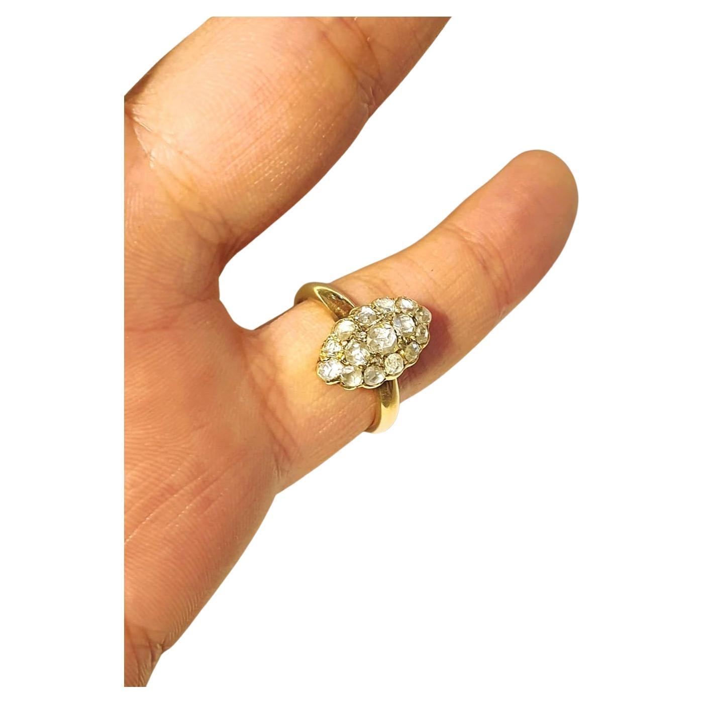 Women's Antique Victorian Rose Cut Diamond Gold Ring For Sale