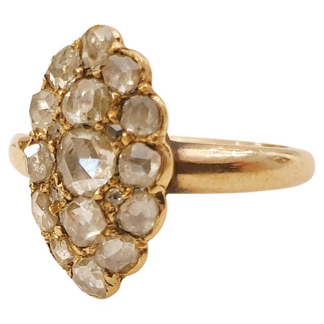 Antiker viktorianischer Goldring mit Diamant im Rosenschliff