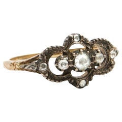 Antique Victorian Rose-Cut Diamond Silver and Gold Ring