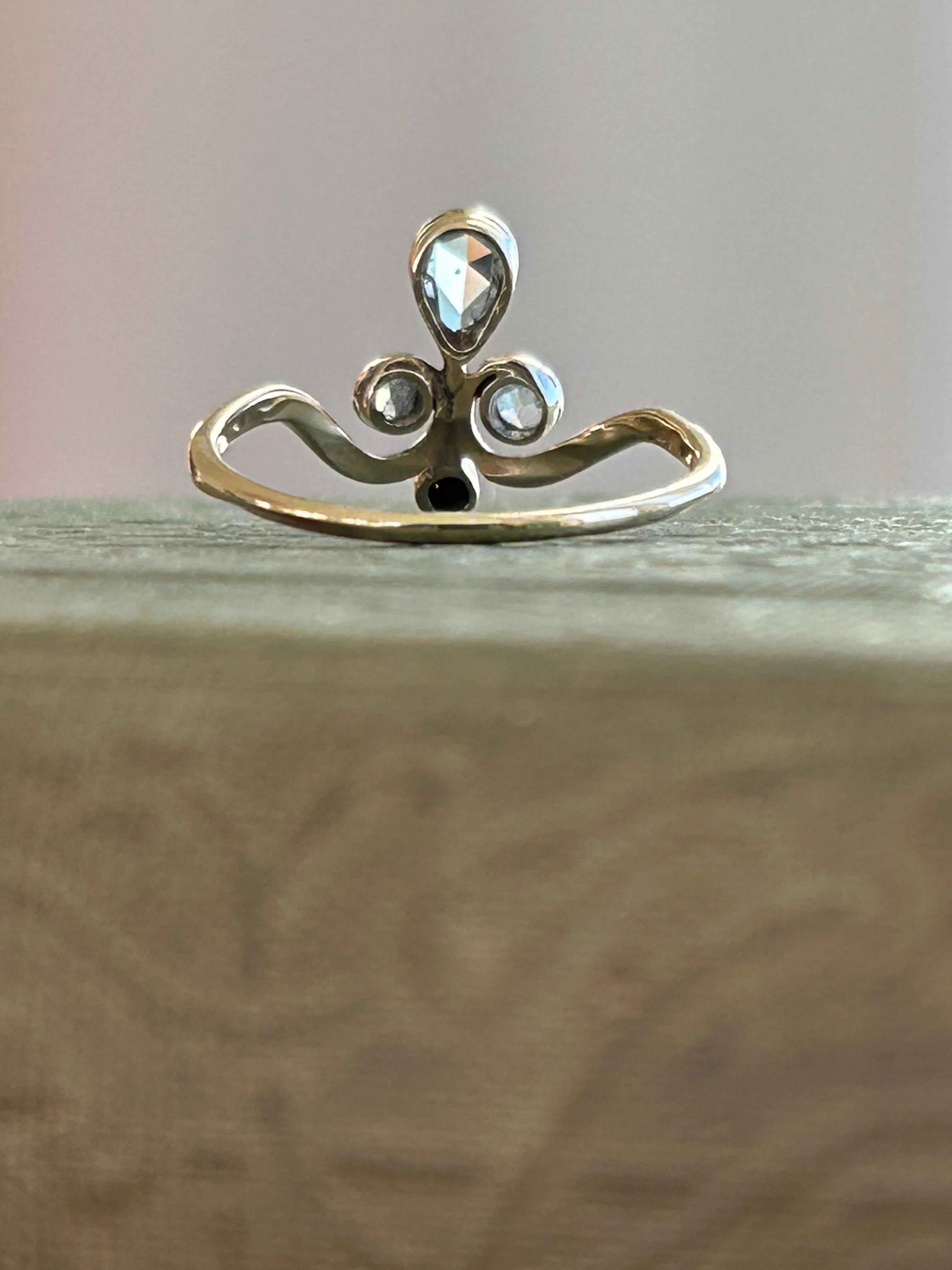 Antique Victorian Rose Cut Diamond Tiara Ring .86 ctw For Sale 6