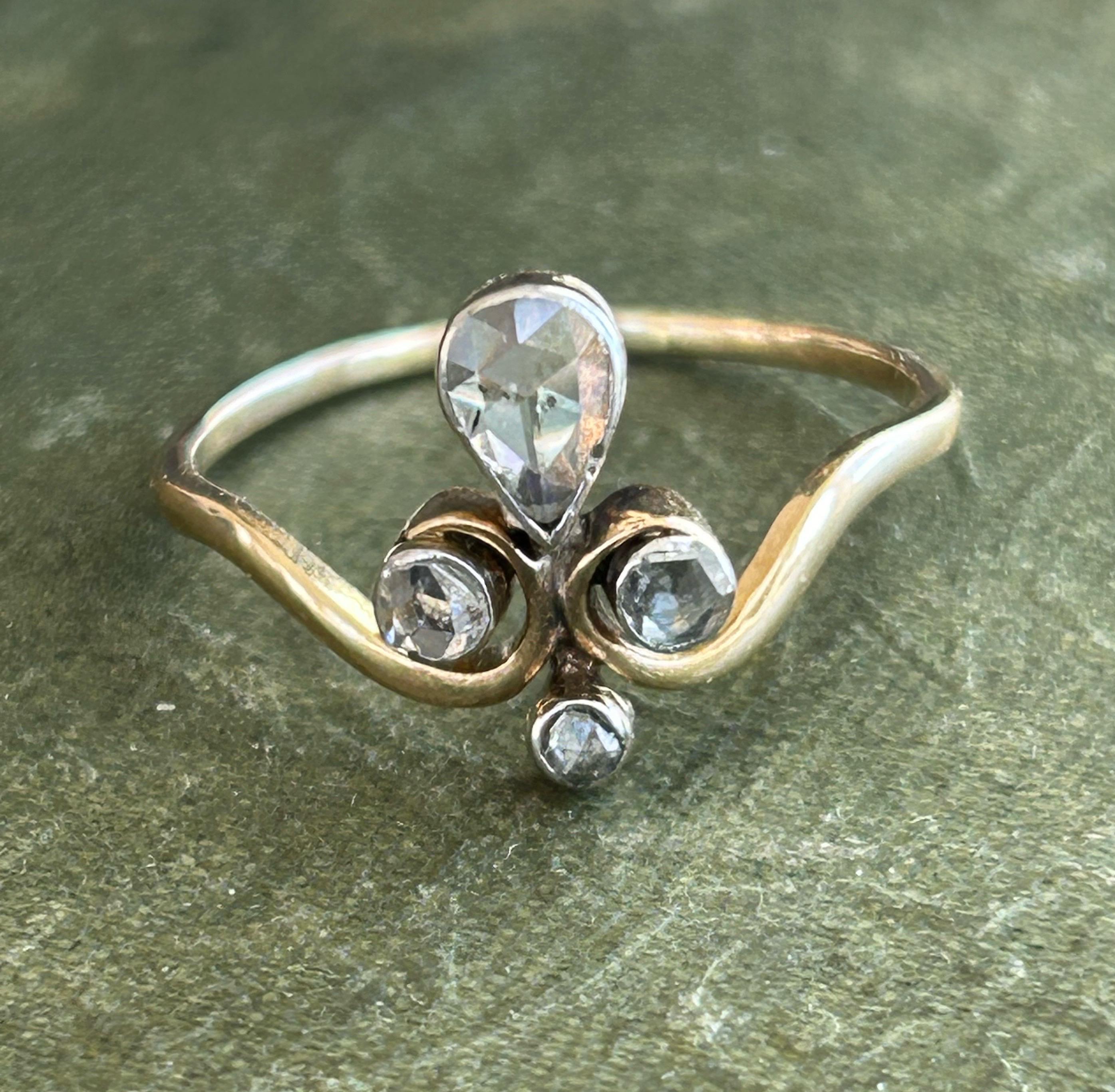 Antiker viktorianischer Rosenschliff Diamant Tiara Ring .86 ctw im Angebot 13