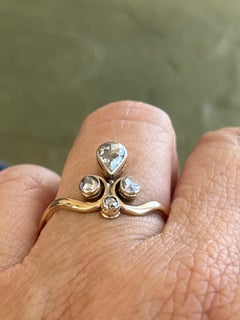 Antique Victorian Rose Cut Diamond Tiara Ring .86 ctw