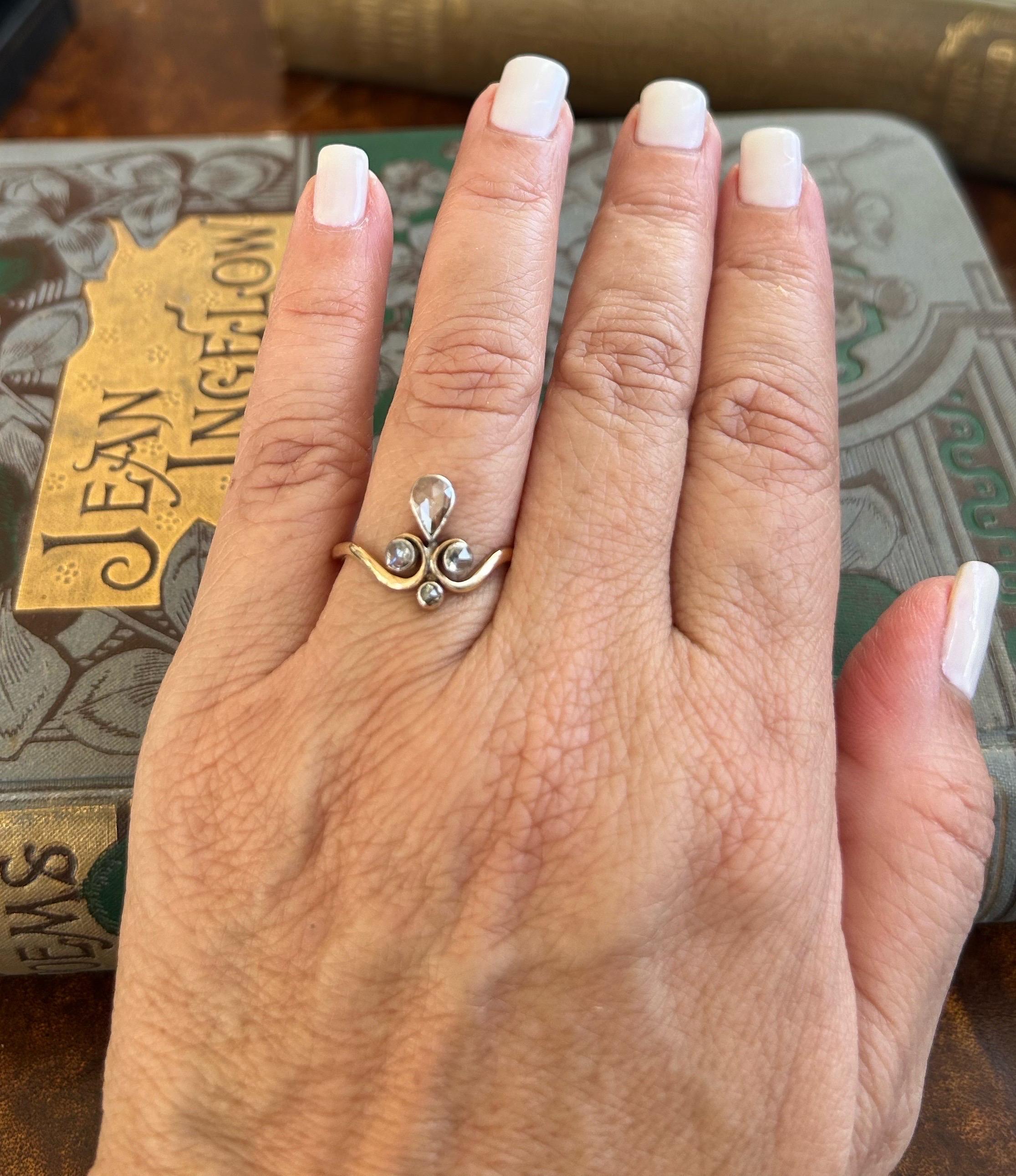 Antique Victorian Rose Cut Diamond Tiara Ring .86 ctw For Sale 15