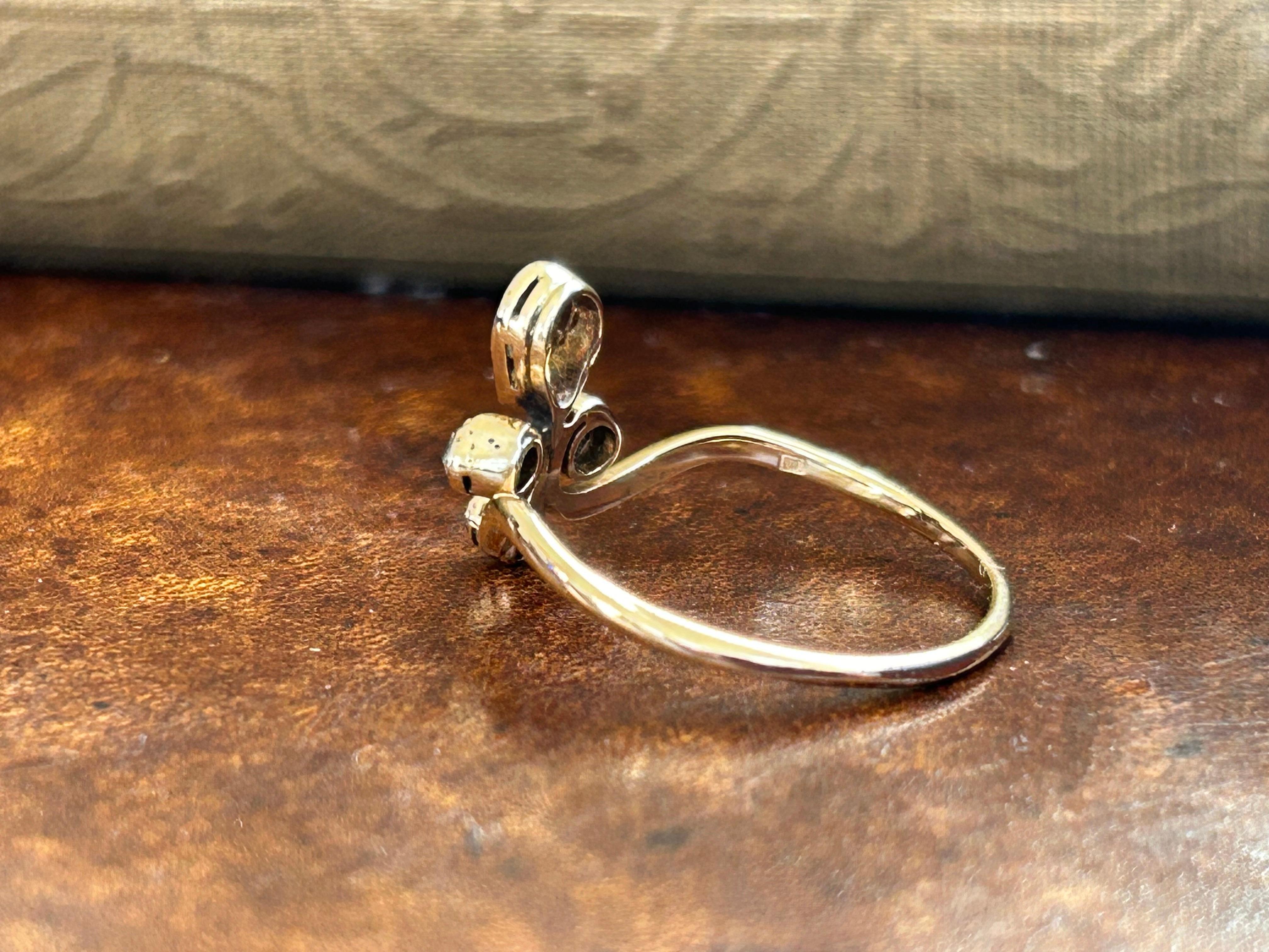Antiker viktorianischer Rosenschliff Diamant Tiara Ring .86 ctw Damen im Angebot