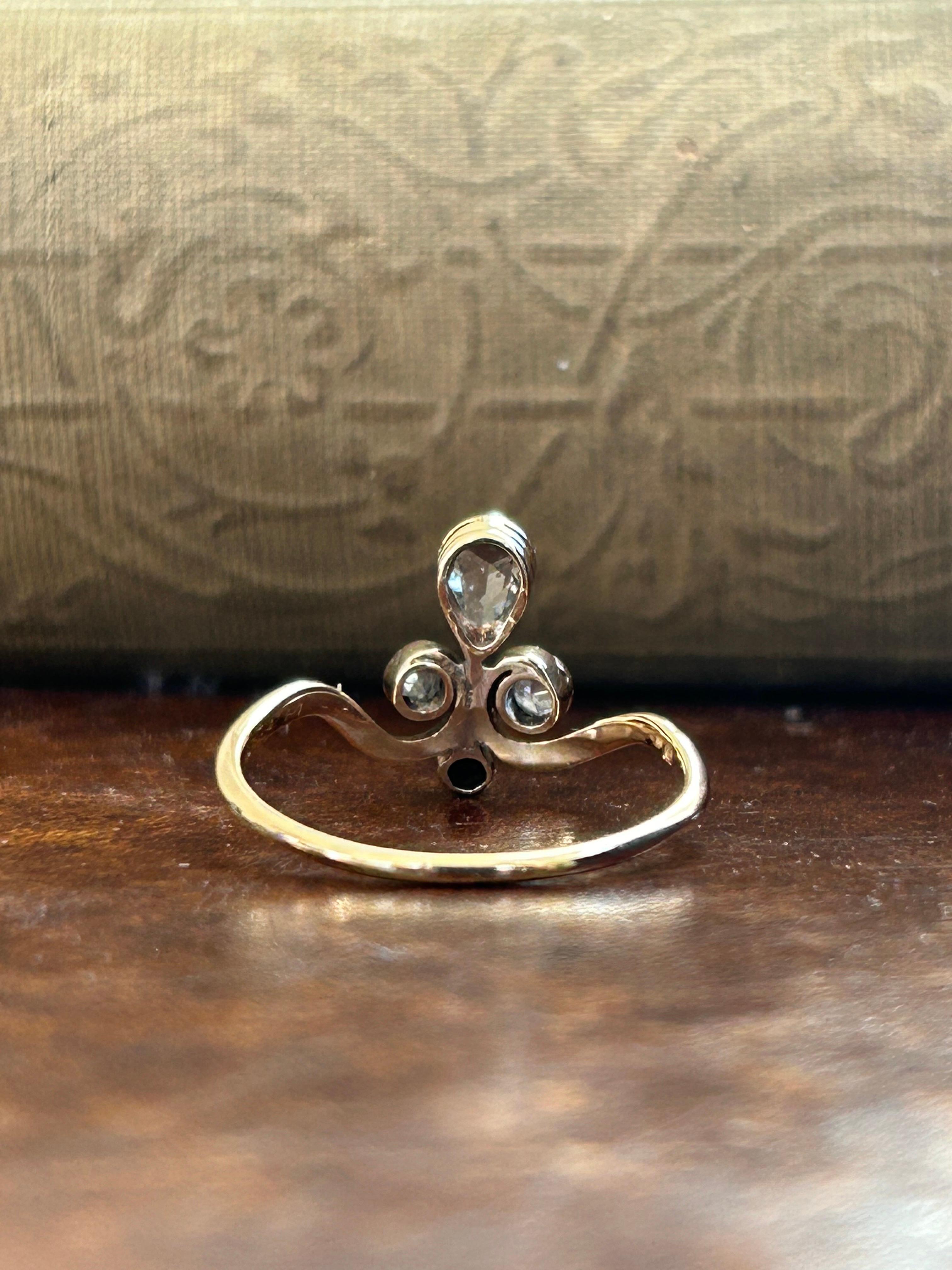Antique Victorian Rose Cut Diamond Tiara Ring .86 ctw For Sale 2