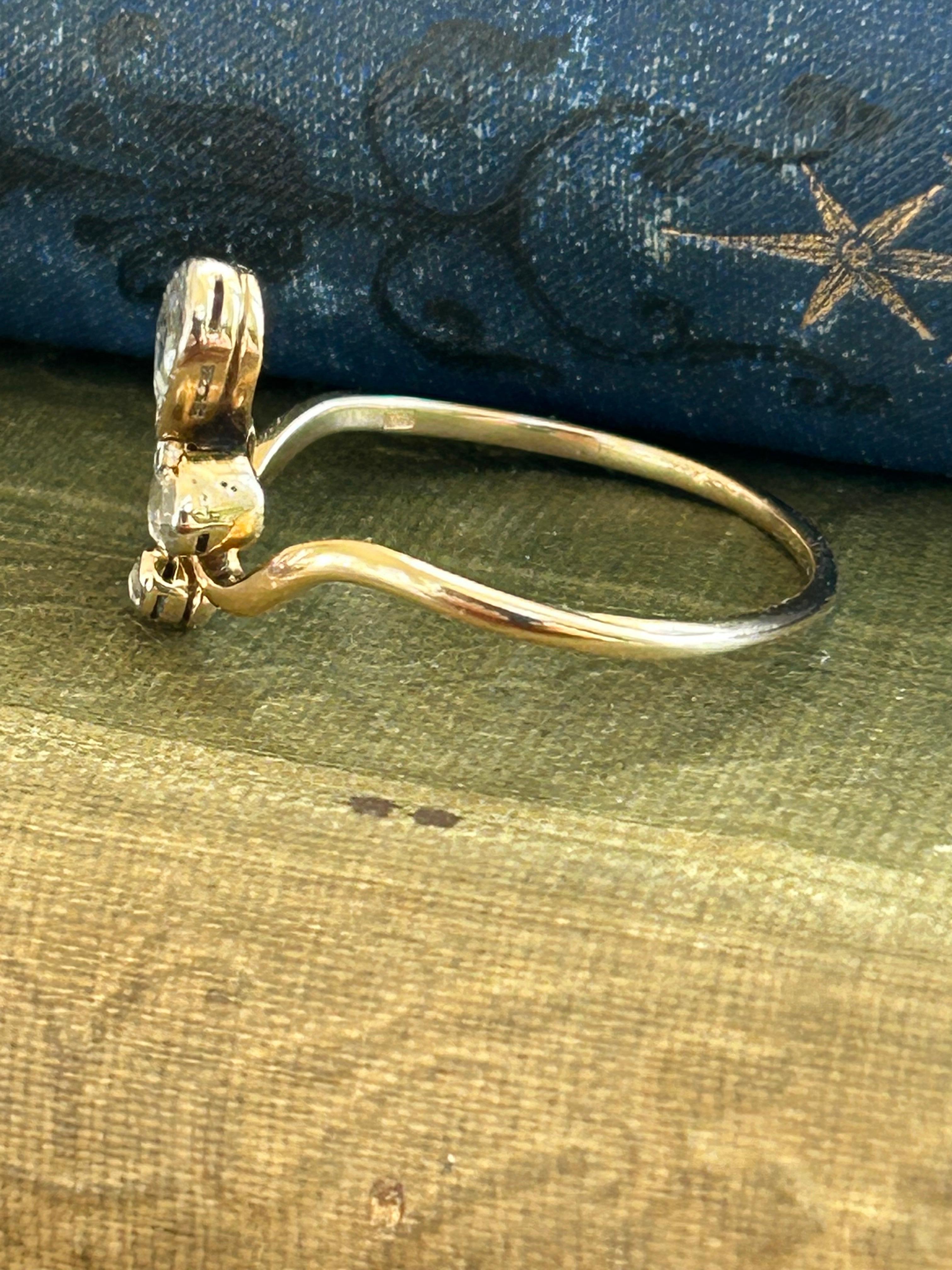 Antiker viktorianischer Rosenschliff Diamant Tiara Ring .86 ctw im Angebot 4