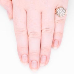 Antique Victorian Rose Gold 2.06ctw Old Mine Cut Diamond Daisy Ring