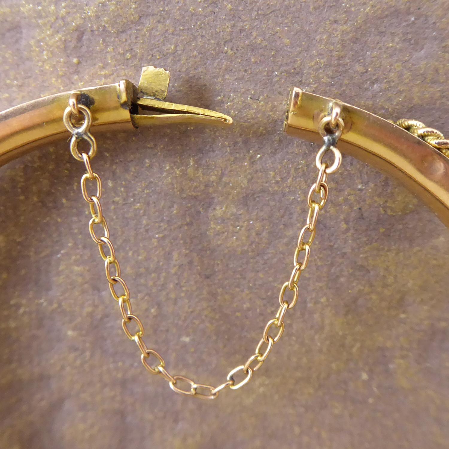 Antique Victorian Rose Gold Bangle, circa 1900, Hallmarked Chester Assay Office 3