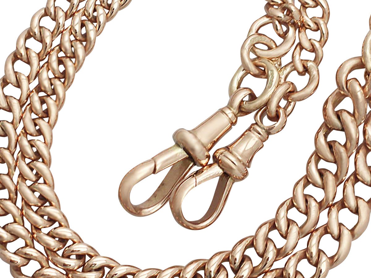 Women's or Men's Antique Victorian Rose Gold Double Albert Watch Chain