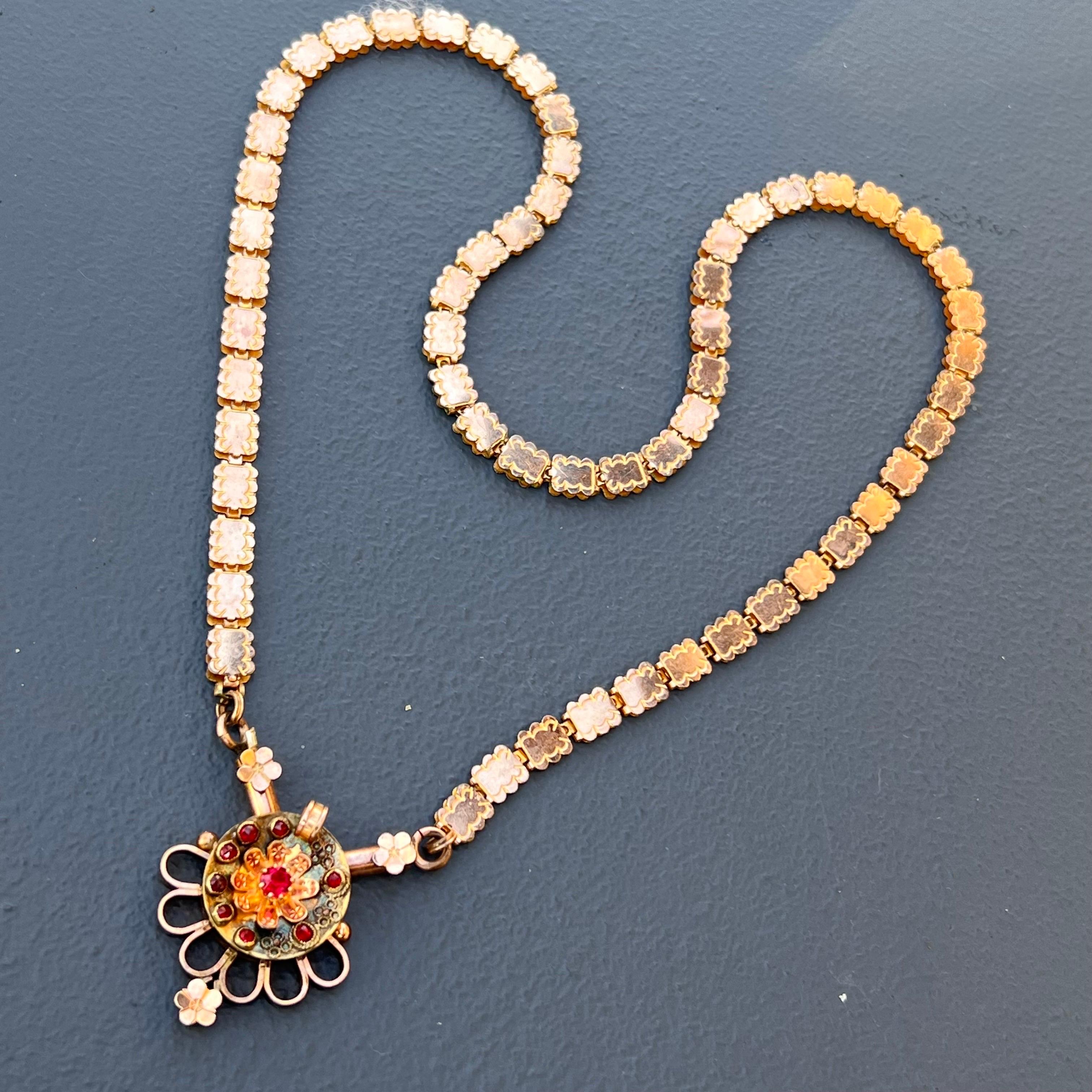 Antique Victorian Rose Gold Filled Book Chain Necklace For Sale 1