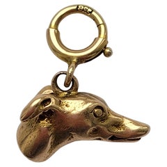 Antique Victorian Rose Gold Greyhound Head Pendant Charm