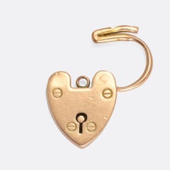 Antique Victorian Rose Gold Heart Padlock Pendant Necklace