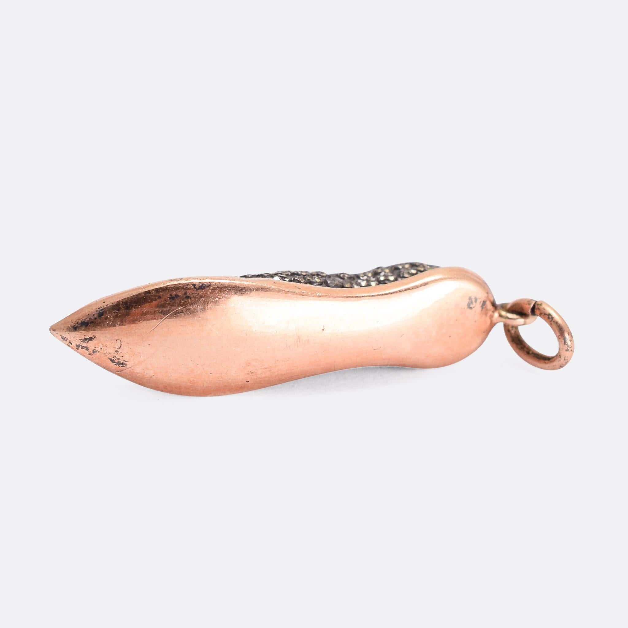 Women's Antique Victorian Rose Gold Slipper Pendant