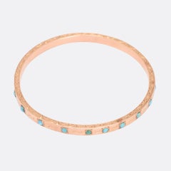 Antique Victorian Rose Gold Turquoise Bangle