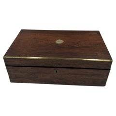 Antique Victorian Rosewood Brass Bound Writing Box