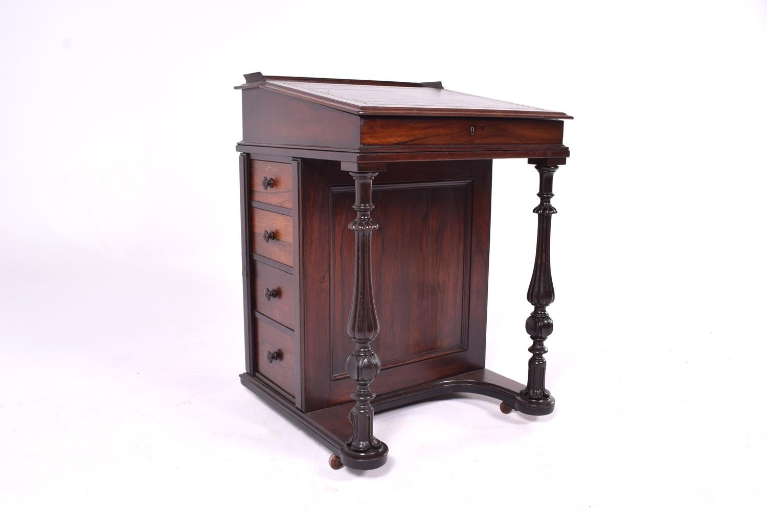 19th Century Antique Victorian Rosewood Davenport For Sale