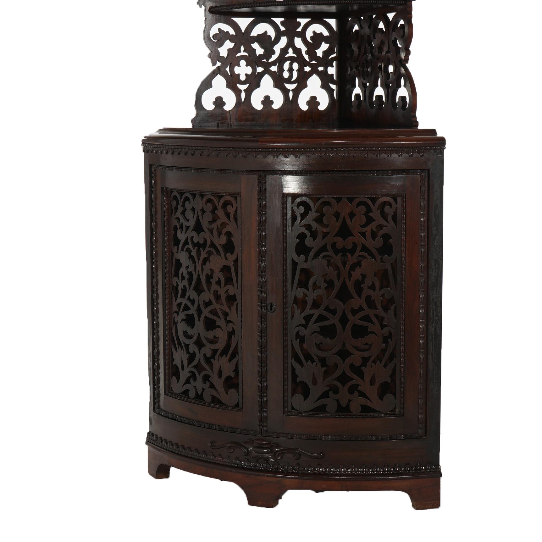 Antique Victorian Rosewood Etagere with Reticulated & Graduated Carved Shelving For Sale 7