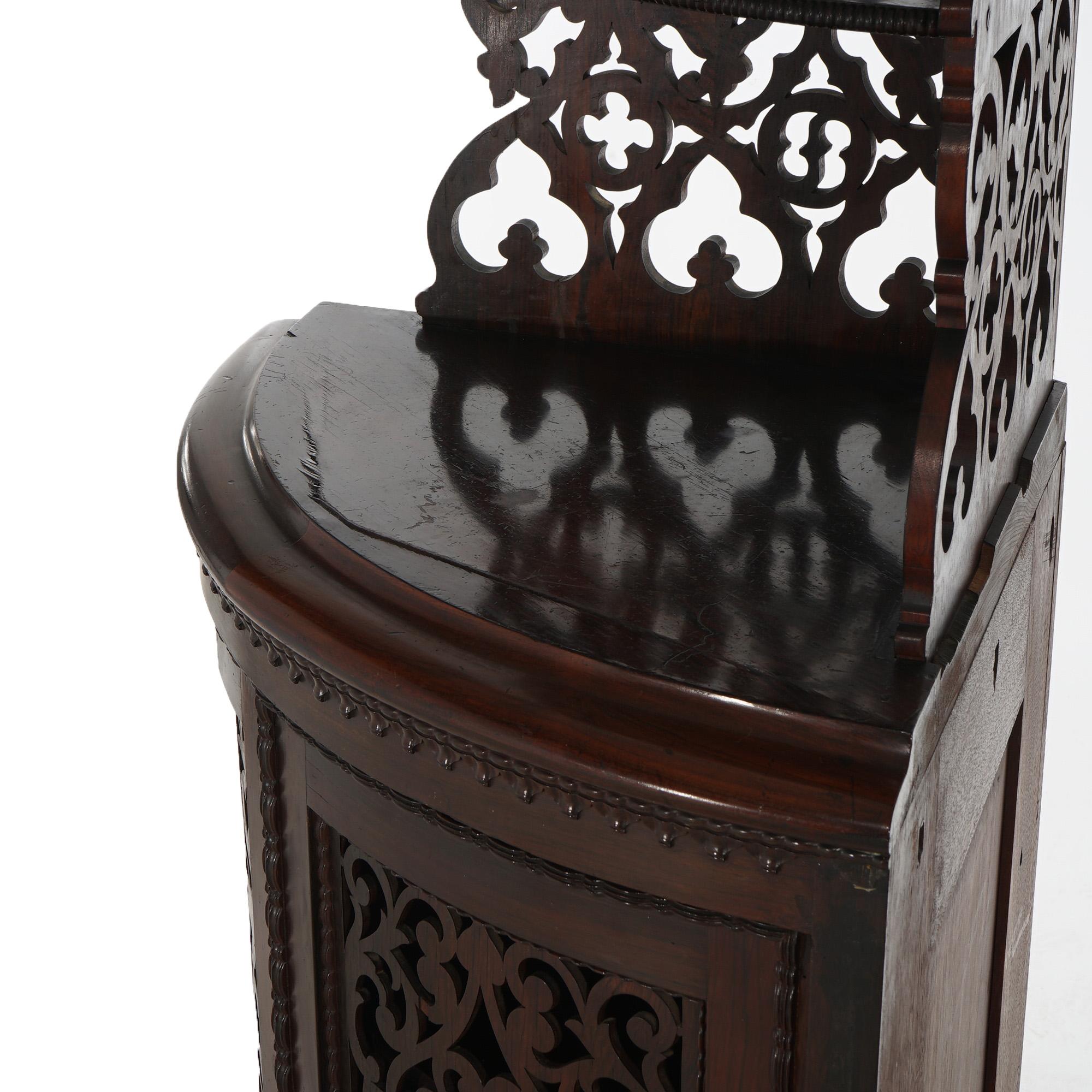 Antique Victorian Rosewood Etagere with Reticulated & Graduated Carved Shelving For Sale 9