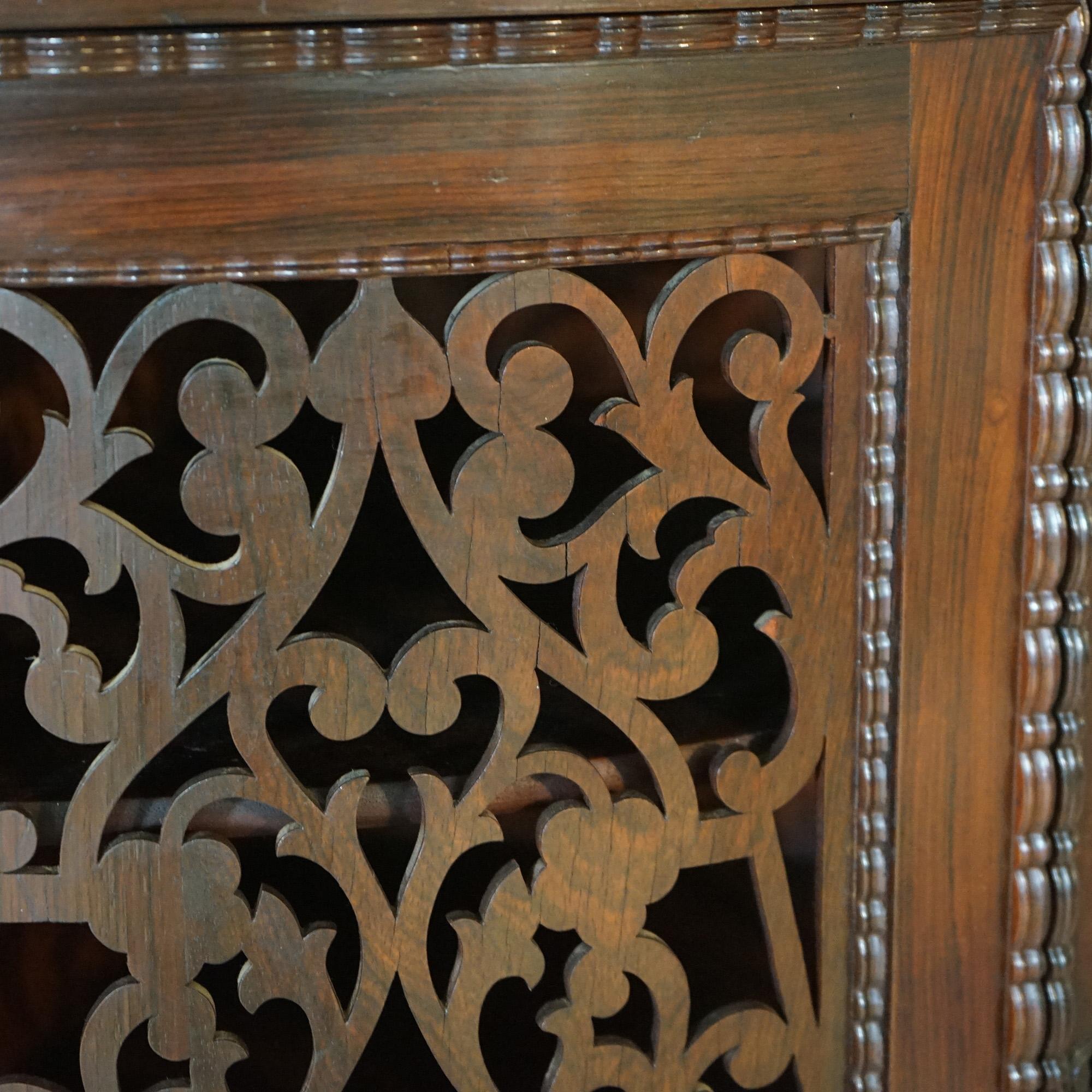 Antique Victorian Rosewood Etagere with Reticulated & Graduated Carved Shelving For Sale 11