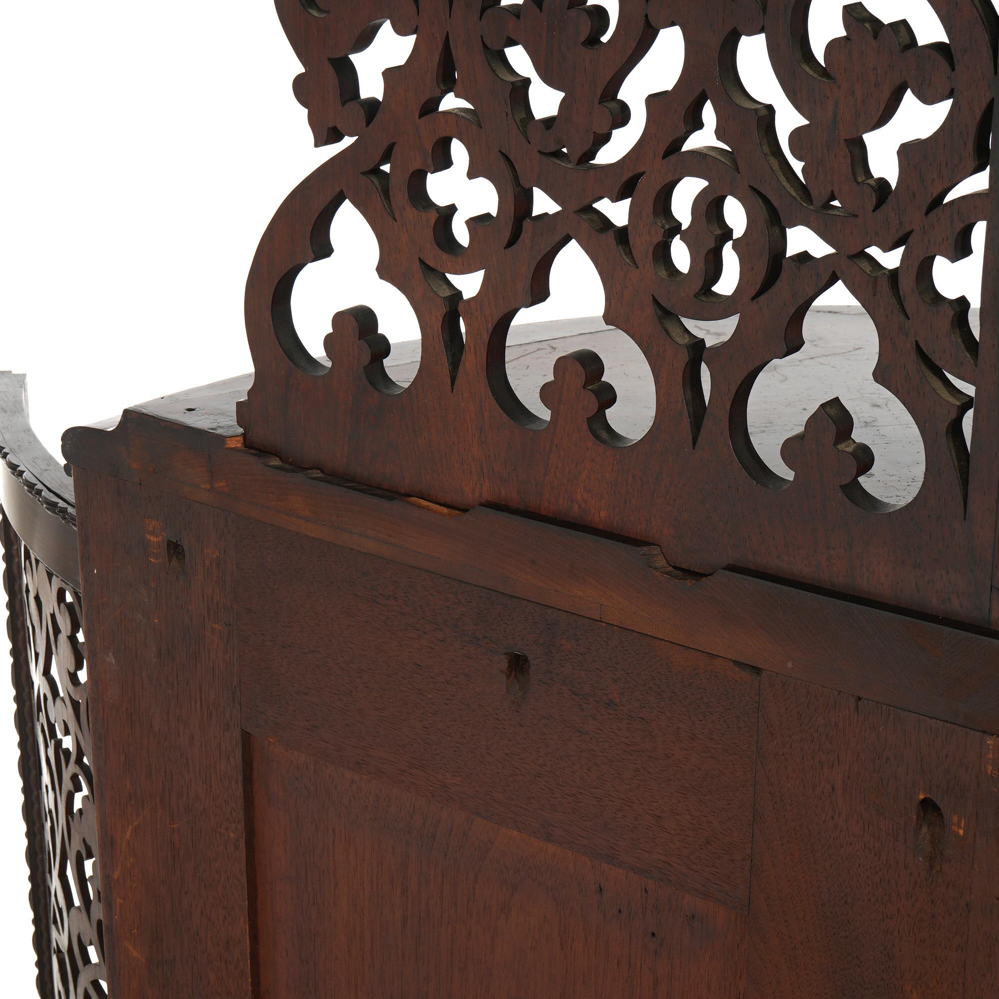 Antique Victorian Rosewood Etagere with Reticulated & Graduated Carved Shelving For Sale 12