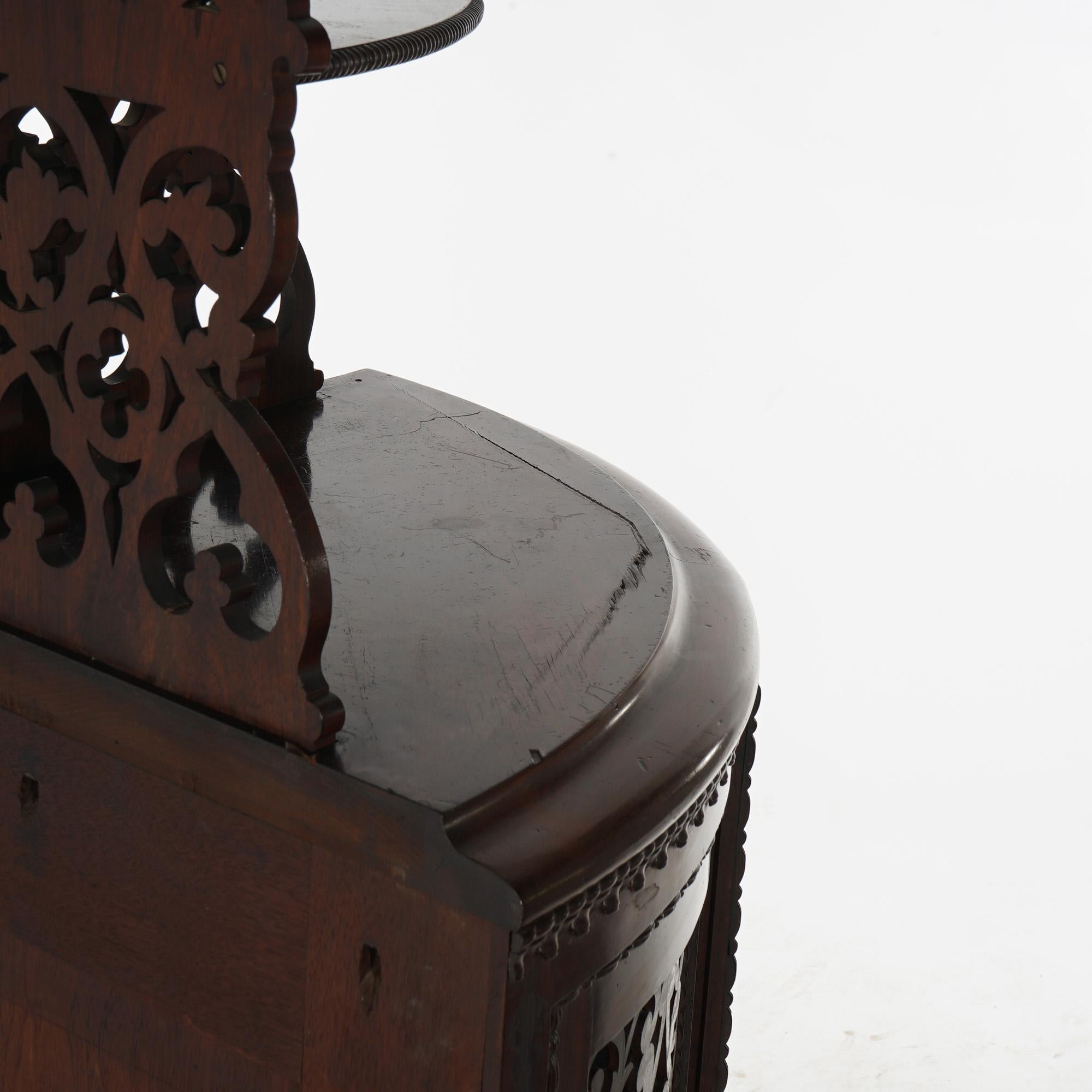 Antique Victorian Rosewood Etagere with Reticulated & Graduated Carved Shelving For Sale 13